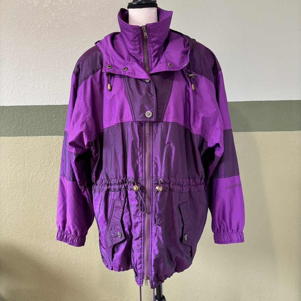 Edelweiss Skiwear Vintage 1990's Purple Spring Weight Ski Anorak Jacket Sz. M